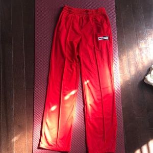 red sweatpants